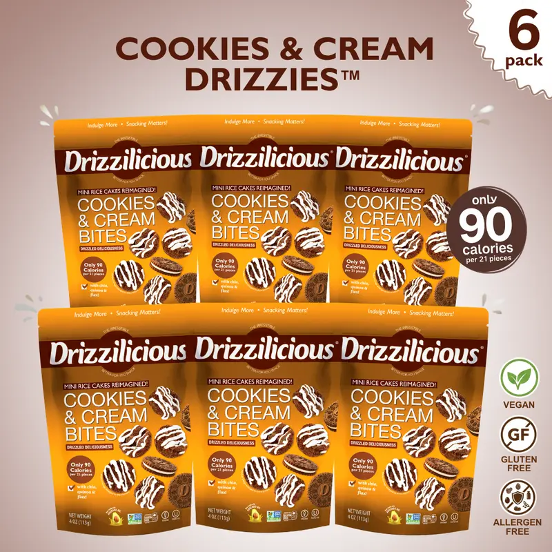 6 Pack - Drizzilicious Cookies & Cream Mini Rice Cakes 4 oz
