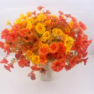 12 autumn artificial flowers, simulated 7 eucalyptus morning glory, artificial violet fake flower bouquet, autumn home garden outdoor decoration fake flower（pot notinclude）