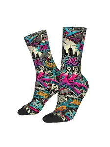 1 Pair Funny Hip Hop graffiti Funny Happy graffiti style Vintage Harajuku colorful Hip Hop Novelty Casual Crew Crazy Sock