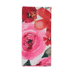 SARO  20 in. Square Large Floral Table Napkins - Set of 12