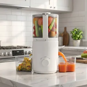 3-in-1 Masticating Juicer Machine, 7-inch Wide Feed Chute Cold Press Juicer, Whole Fruit & Vegetable Juicing, Sorbet & Nut Milk Maker, Easy to Clean, 120oz Large Capacity,SummerVibes