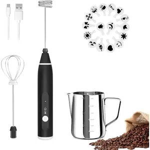 Rechargeable Electric  Maker Drink Mixer 3 Speeds with 2 Stainless Steel Whisks, Frother for Coffee, Hot , Latte, Cappuccino, Includes Frother Cup