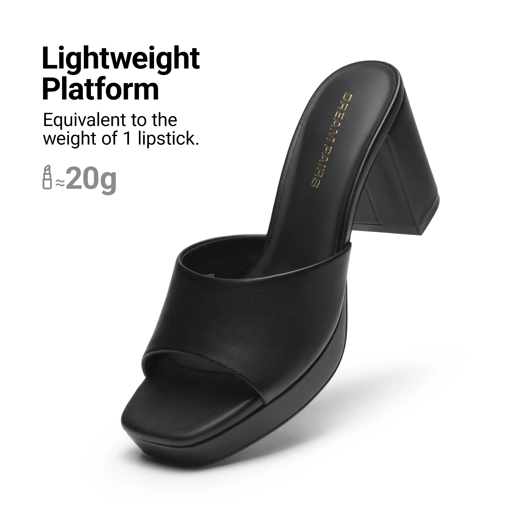 Dream Pairs Women's Y2K Platform Heeled Slide Sandals – Square Toe Slip-on Heels, Cloud-Cushion Insole, Feather-Light Lift, Anti-Slip Chunky Sole, Summer Street Chic Elegant