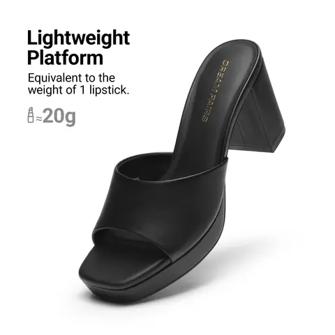 Dream Pairs Women's Y2K Platform Heeled Slide Sandals - Cute Trending Platform Heels, Square Toe Slip-on, Cloud-Cushion Insole, Feather-Light Lift, Anti-Slip Chunky Sole, Summer Street Chic, Back to School Footwear, Shoes For Women
