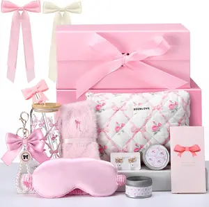 Christian Gift Set for Women 12pcs Pink Bow Floral Gift Baskets for Teen Girls Pink Bow Birthday Box Gift for Her Friend Daughter Niece Women Sister Teenage, Mother's Day Gifts for Girl Friend