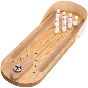 KratosXpedition Table Top Mini Bowling Game Set-Tabletop Wooden Board Mini Arcade Desktop Tiny Bowling Shooting Alley Office Desk Stress Relief Gadgets Small Finger Toys Fun Gag Gifts for MenWomen Kids Teens Boys