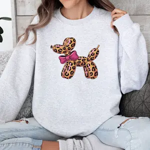 Leopard Dog Balloon Graphic T-Shirt - Relaxed Fit Soft Print Tee and Sweatshirt, Casual Wear