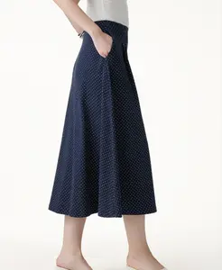 OGL Move Polka Dots Flared Midi Skirt with Pockets