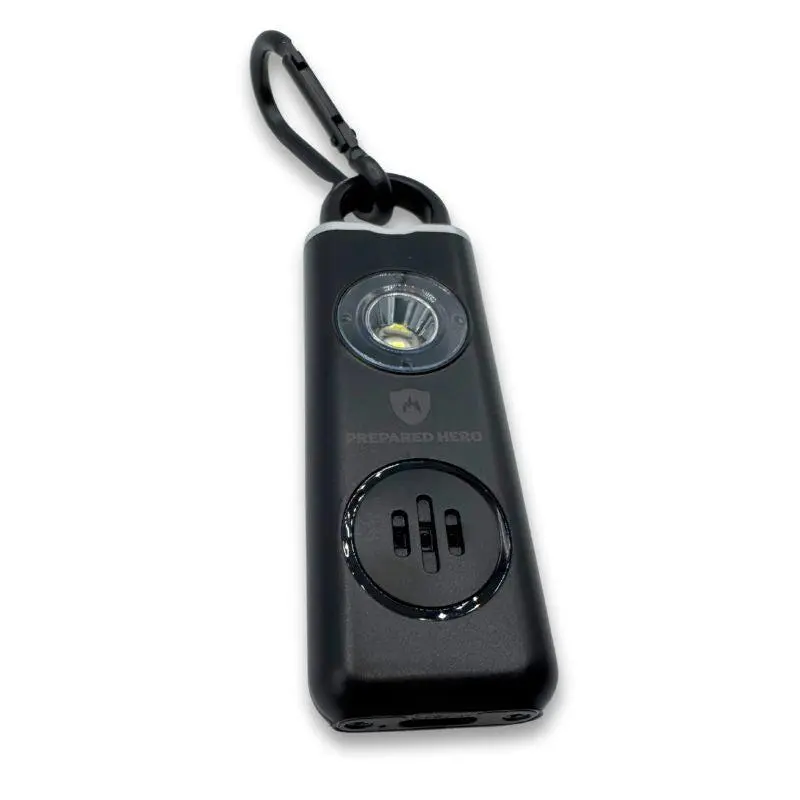 Prepared Hero Wearable Emergency Defense Alarm, Compact Siren Alarm with Spotlight Strobe Light, Deters Attacks