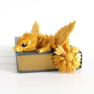 Gold Sunflower Dragon - Articulating 3D Printed Dragon Figurine