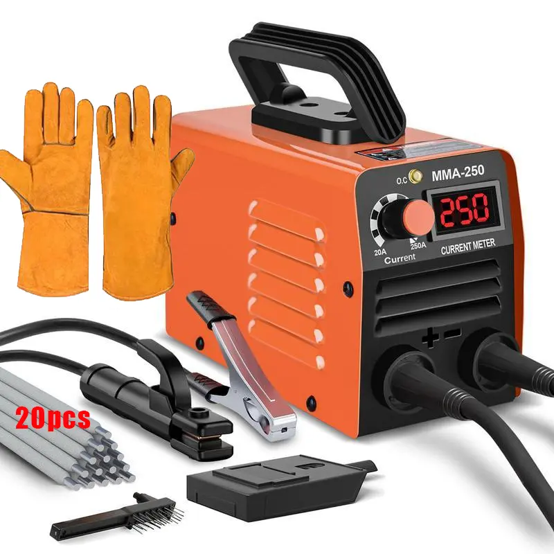 GNIWELDER Super Mini Stick Welder Machine,110V 250A ARC Portable MMA Welding Machine for Beginners,Welding Machine with 10pcs Welding Rod Tools,IGBT Inverter Welder,Hot Start Arc Force Anti-stick (Orange)