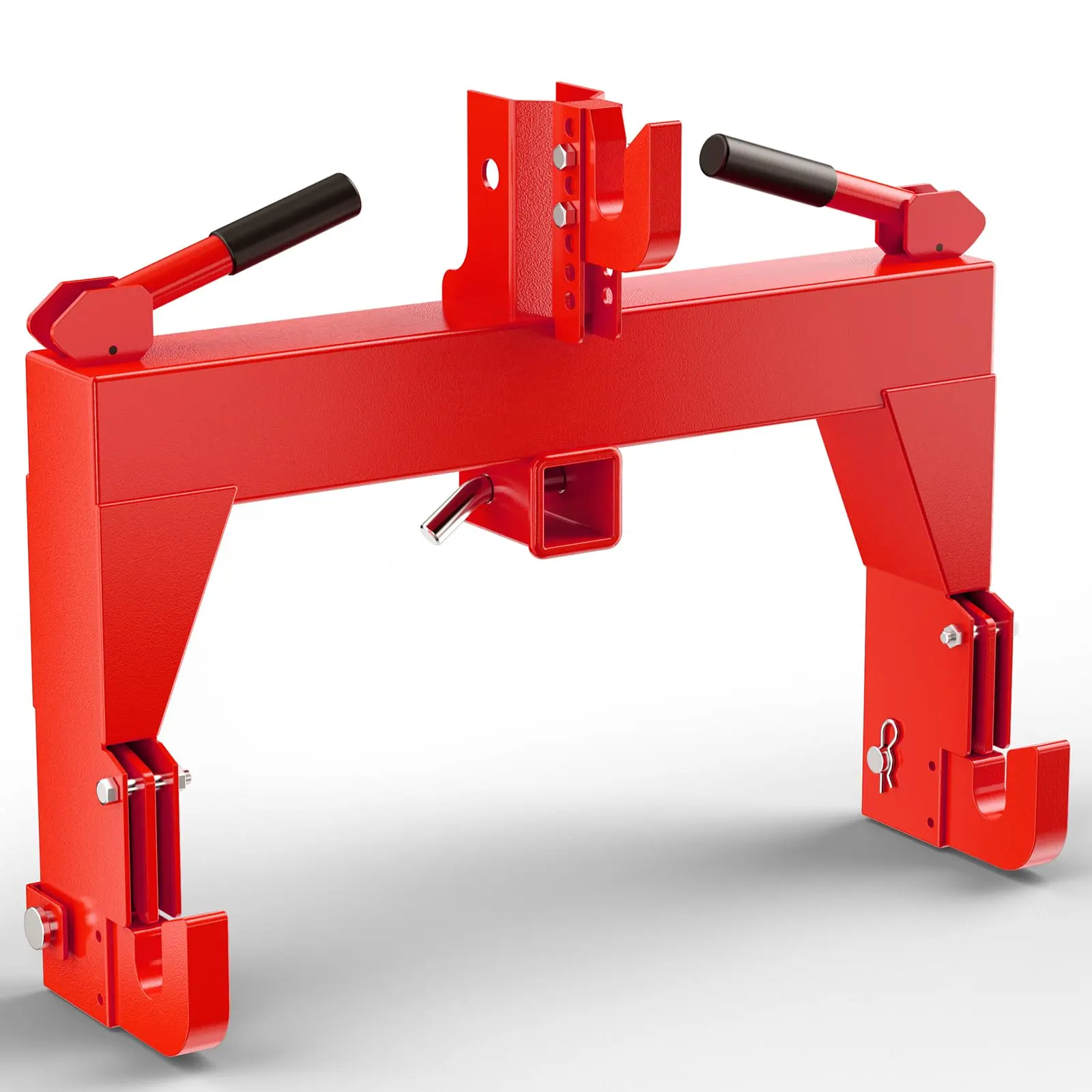 3-Point Quick Hitch with 2" Receiver＆Extra Versatile Adapter, Adaptation to Category 1, No Bushing Required, 3000LBS Lift Capacity,Red