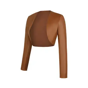 Popilush Long Sleeve Faux Leather Bolero Jacket-Live 2 Popilush Long Sleeve Faux Leather Bolero Jacket-Live 2