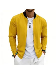 Men's Retro Simple Zip-up Cardigan Baseball Jacket Casual Coat for Spring and Autumn