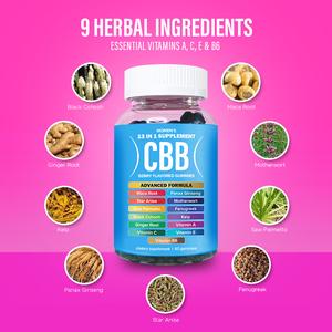 CBB Gummies Women's Support Supplement Berry Flavored - 60 Gummies (1 Month Supply) - Vitamins A, C, E & B6 - Vegan Gluten Free Soy Free