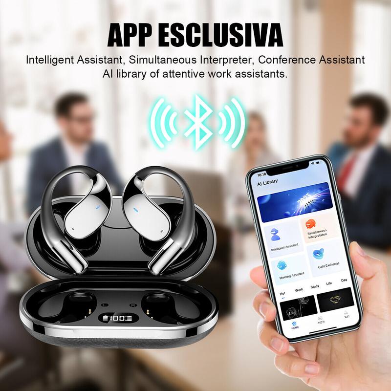 AI Translator Earbuds Real-Time, 3-in-1 Ultra Open Ear Bluetooth Headphone Translator 144 Languages & Accents, with Charging Case for Travel & Learning & Business Negotiation, iOS & Android Compatible