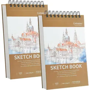 5.5" x 8.5" Small Sketch Book, Top Spiral Bound Sketch Pad, 100 Sheets Each 68lb/100gsm Drawing Paper, 2 Pack