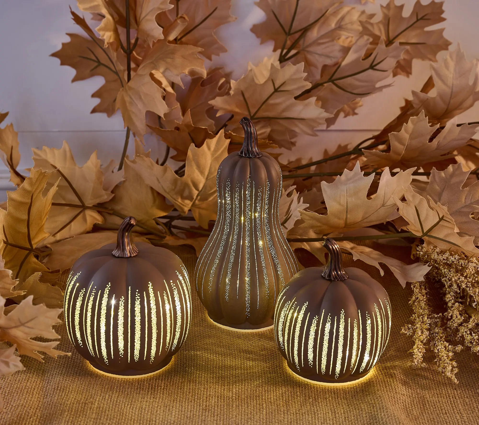 Set of 3 Mini Starry Night Glass Pumpkins & Gourd by Valerie Set of 3 Mini Starry Night Glass Pumpkins & Gourd by Valerie