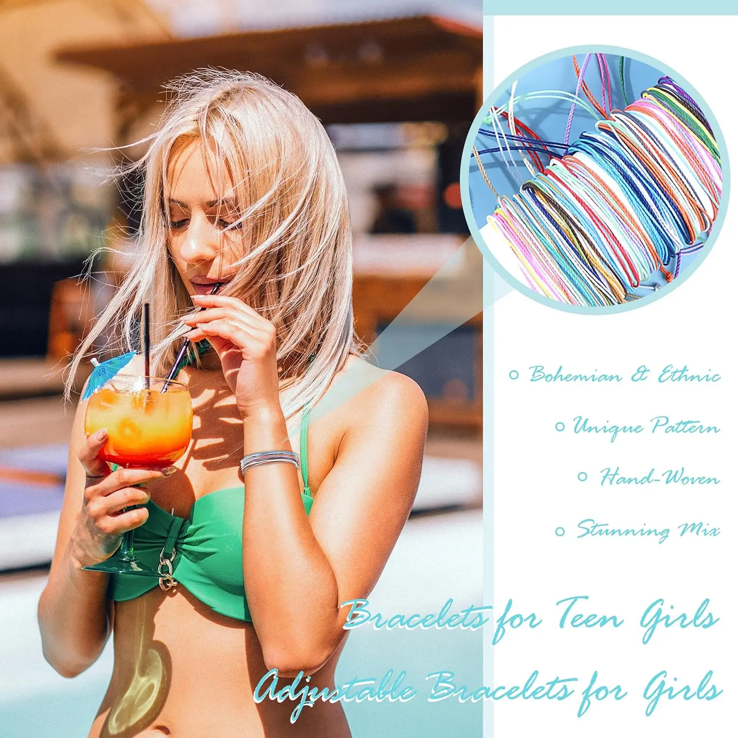 String Bracelets for Women Gifts Trendy Stuff Friendship Bracelets Waterproof Summer Ankle Bracelets Outfits Adjustable Wave Surfer Beach Bracelets Stocking Stuffers