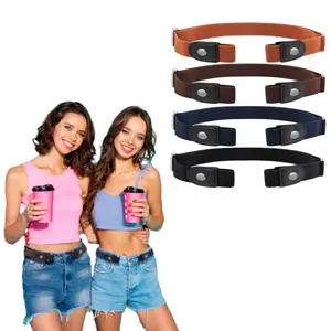 4 Pack No Buckle Invisible Stretch Belt Buckle-Free Elastic Belt for Women and Men