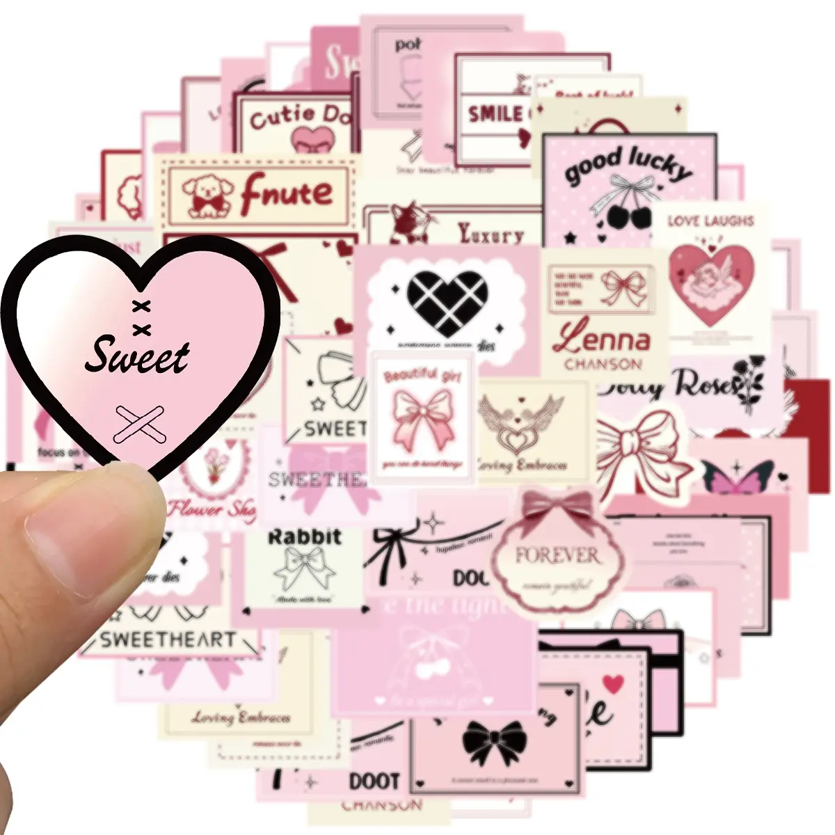 50 pcs Pink Stickers Cute Vinyl Laptop Stickers, Waterproof Aesthetic Stickers, Pink Sticker Pack for Girls Water Bottles Laptop Computer Phone Guitar (50 Pink Stickers)