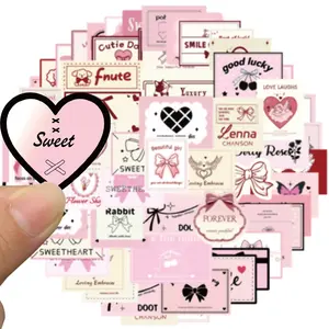 50 pcs Pink Stickers Cute Vinyl Laptop Stickers, Waterproof Aesthetic Stickers, Pink Sticker Pack for Girls Water Bottles Laptop Computer Phone Guitar (50 Pink Stickers)