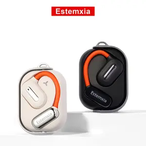 Estemxia Open Earbuds with Unique Night Light Design, Bluetooth 5.4, IPX5 Waterproof, Mega Bass, Ergonomic Earhook & Wireless Gaming Headphones Black