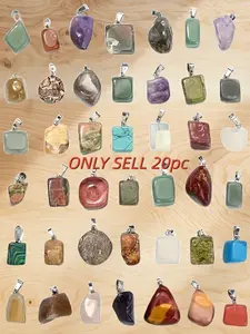 20 Natural Stone Irregular Square Pieces Pendant, DIY Necklace Bracelet Keychain, Ideal Holiday Gift for Family Friends