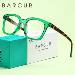 BARCUR  Classic Square Reading Glasses with Transparent Lenses, High Quality Eyewear, Square Frame Eyeglasses, Suitable for Offices, Homes, and Computers, Comfortable and Stylish for Daily Wear with Presbyopia Glasses