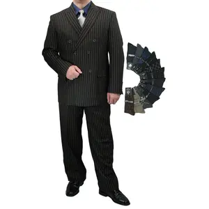 Luxurious Men's Double-Breasted Gangster Stripe Suit