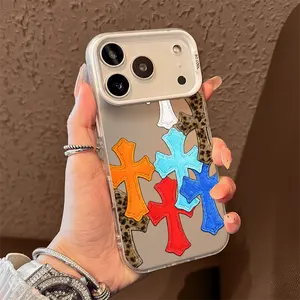Colorful Stitched Crosses Phone Case for iPhone 17 AIR 17 PRO 16 PRO 15  PRO MAX  14 PLUS 13 PRO 12 11 PRO XS MAX X XR Samsung Galaxy S25 Ultra S24 S23 S22 Plus  series(anti-drop hard shell) shockproof mobilephone protective cover