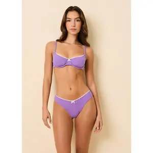 Daphne Ribbed Bikini Top Ultra Violet