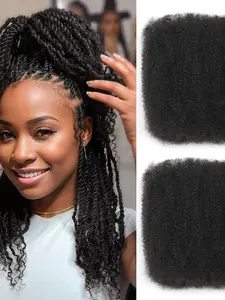 18-22 Inch African Curled Wave Wig, High Temperature Fiber, Suitable for Braiding, Twisting, Micro Twist, Durable, Resistant to Friction