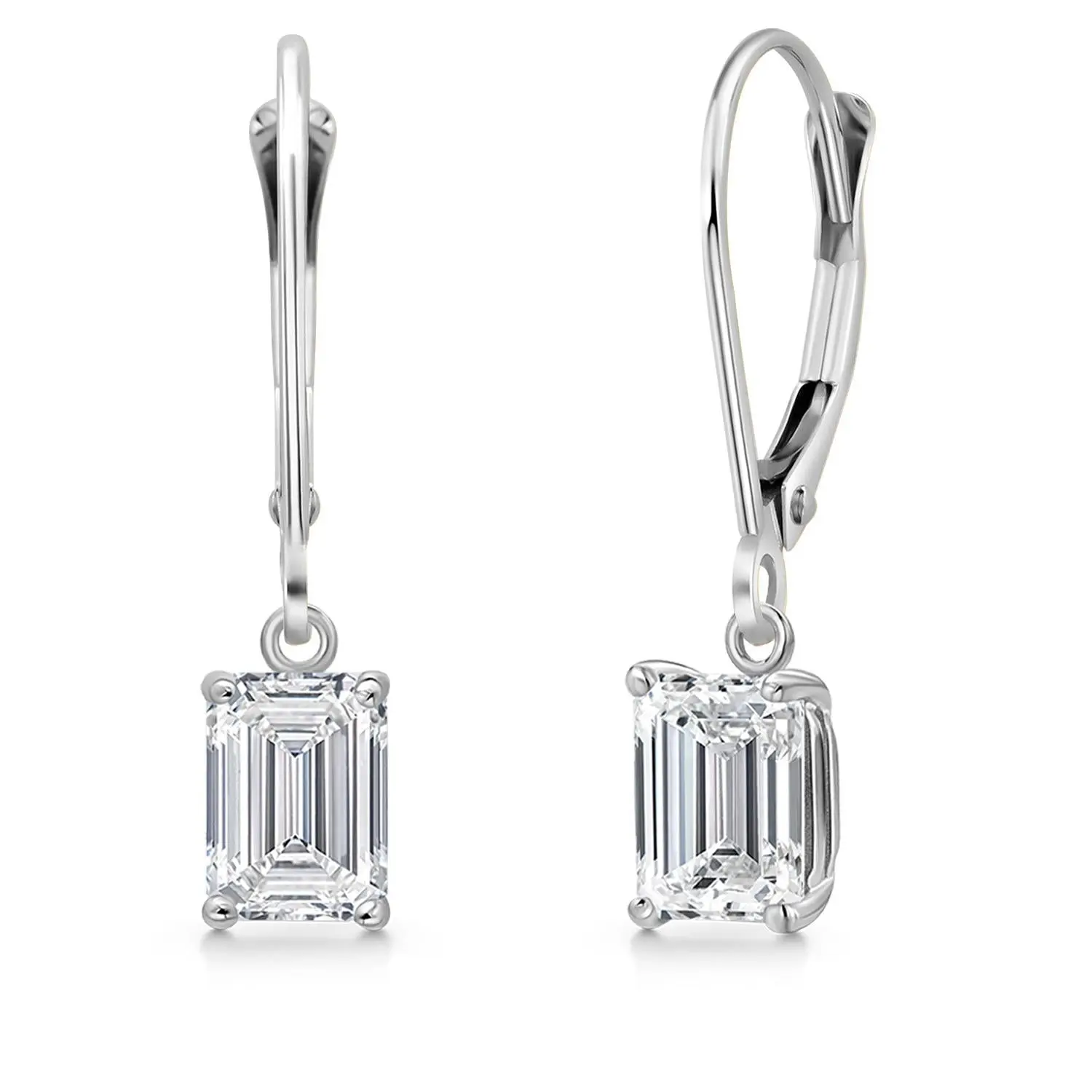 1.40 Cttw Lab Grown Diamond Dangle Earrings for Women | 14K White Gold | Emerald Cut | IGI Certified | D-E Color | VS1-VS2 Clarity | Fine Jewelry Gifts for Women Mom Wife Her