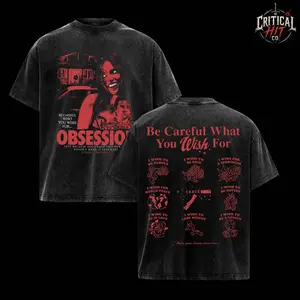 [Collection] Vintage Obsession One Wish Willow Acid Wash Oversized T-Shirt, Obsession Movie Inspired Horror Graphic Tee, Premium Dark Romance Top, Retro Psychological Thriller Aesthetic Unisex Fan Merch, TikTok Viral Tee Gift for Horror Movie Lovers