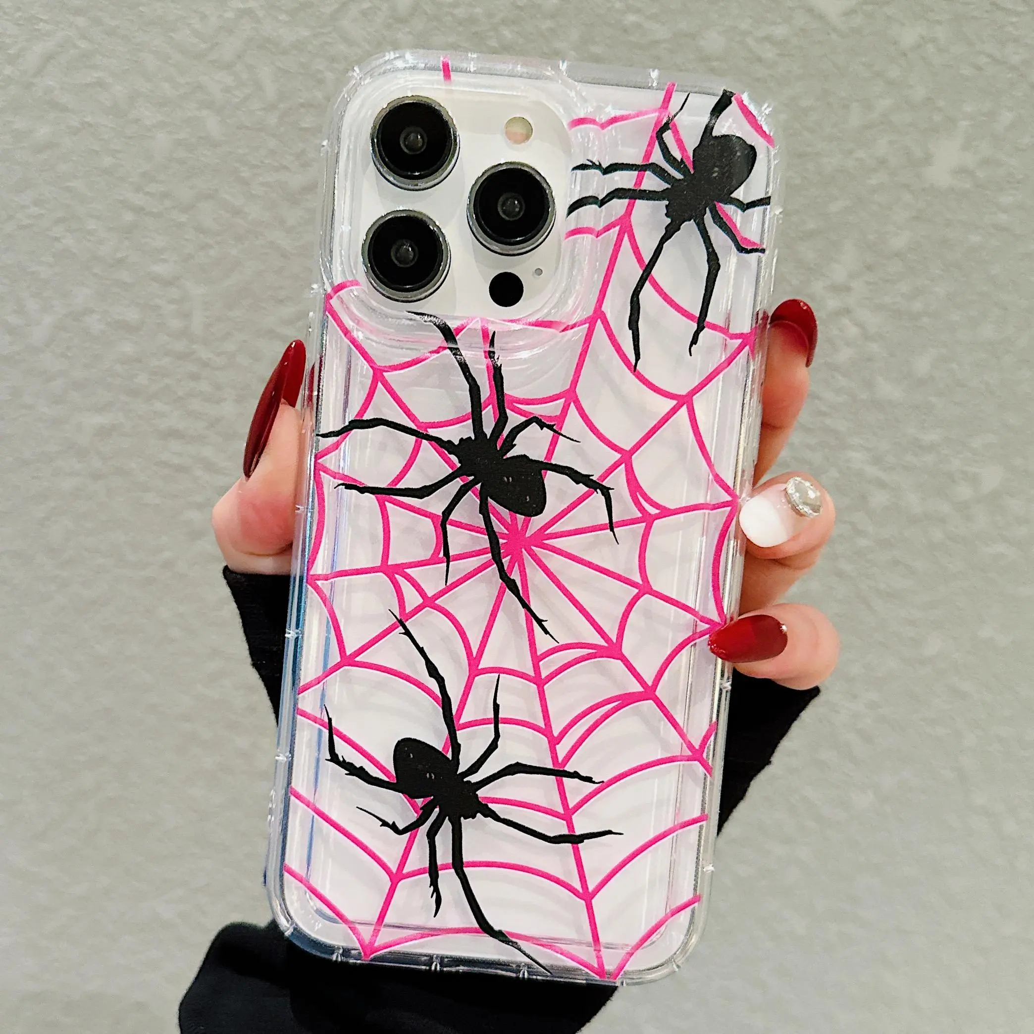Spider Web Pattern Phone Case, Anti-Fall Phone Protector Cover, Decorative Smartphone Protector, Shockproof Phone Protective Case Compatible With IPhone 17 Pro Max/16/15/14 Plus/13/12/11 Series, Aesthetic Cover, Stylish Friend Gift