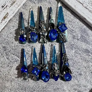 Blue Gothic Water Nails Luxury Press On Nails