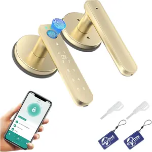 Door Lock Door Knob with Biometric Door Lock with App Easy Installation for Home Bedroom Office(Gold)