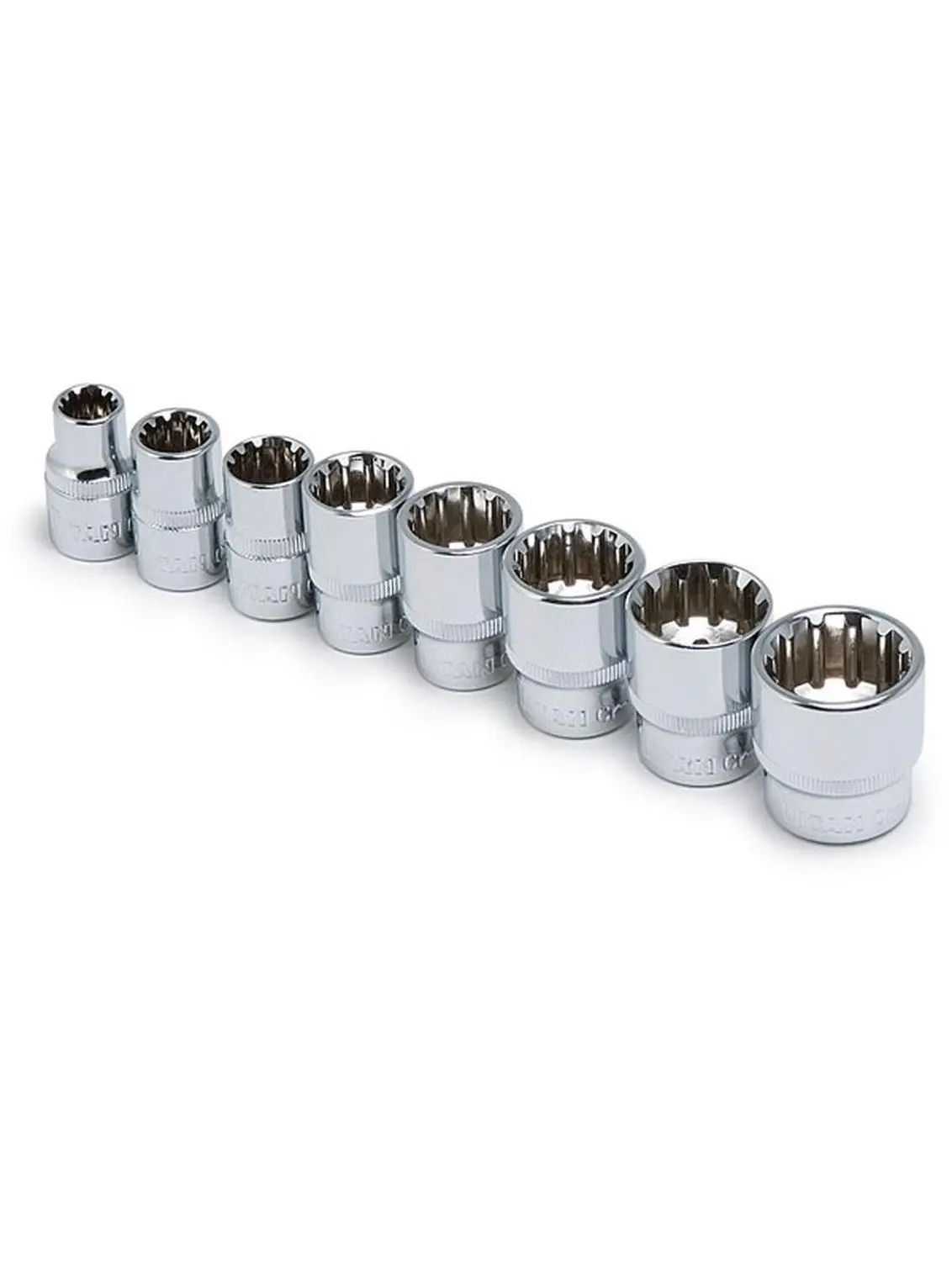 8Pc Sae Dr Spline Socket Set .31 in.-.75 in.