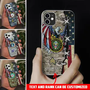 Customized US Military Eagle Phone Case for iPhone, Personalized Patriotic Bald Eagle Cover, Veteran Tribute Slim Shockproof Protective Case