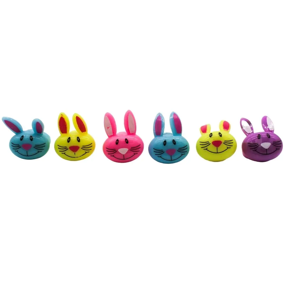 LED Jelly Rubber Bunny Rabbit Ring (Pack of 6)