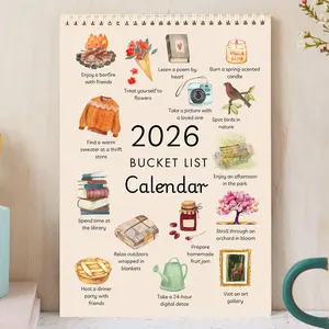 2026 Wish List Calendar, Spiral Bound Art Planner Notebook 8.4*11.4 inches, Monthly Budget Planner, 12-Month Wish List, Daily Goal Setting and Tracking Schedule, Home Office Wall Calendar