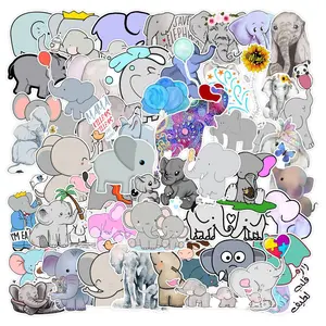 50pcs Cartoon Elephant Pattern Decorative Sticker, Creative Waterproof Sticker For DIY Scrapbook Home Decoration, Funny Stickers