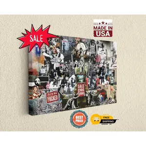 Banksy Collage Collection - Canvas Rolled or Ready To Hang Wall Art Canvas Print Home Decor -HAND CRAFTED-