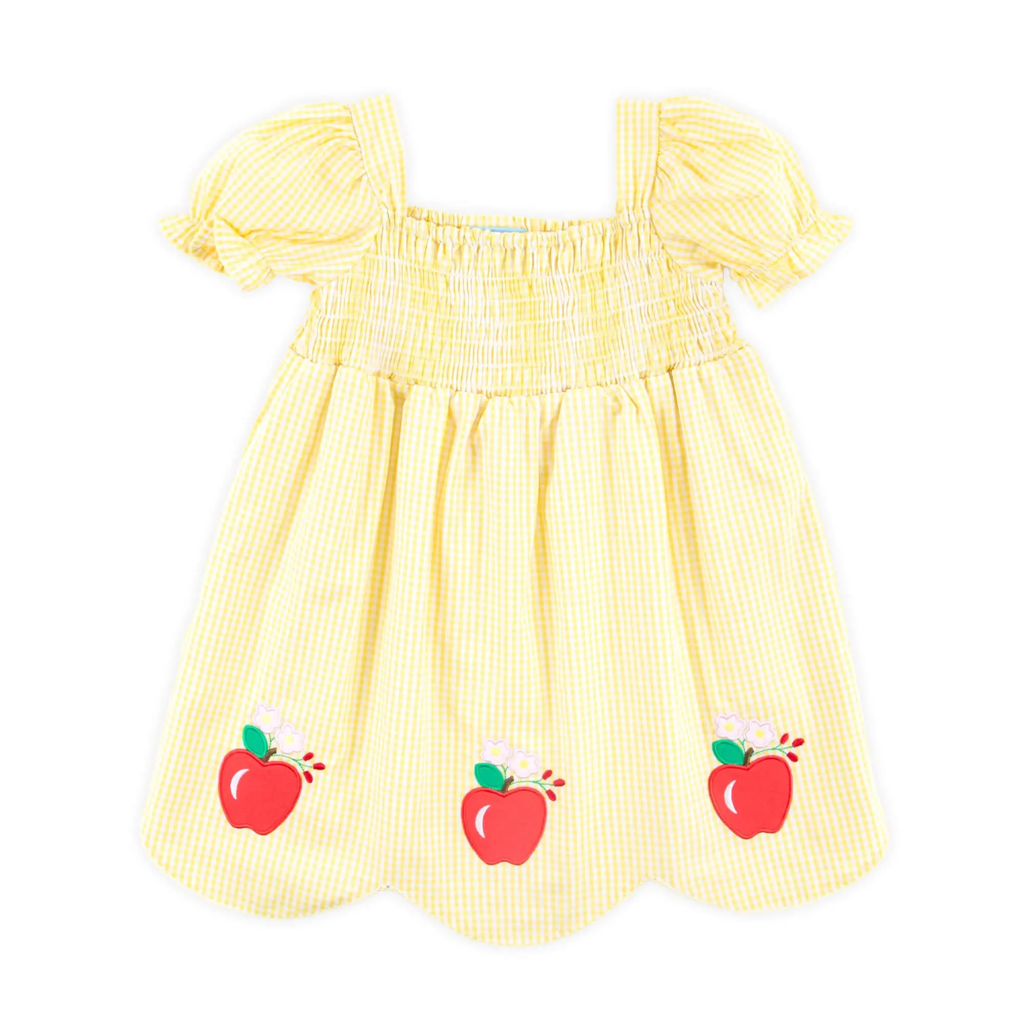 Apple Blossom Yellow Gingham Hannah Dress - Back to School Outfit for Girls