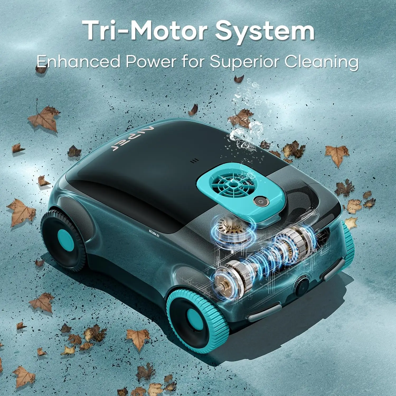 AIPER Scuba E1 Cordless Robotic Pool Cleaner, Advanced Filtration, Tri-Motor, ldeal for Above-Ground Pools up to 1,100 Sq.ft