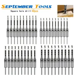 40pcs  Square Hole Drill Woodworking Drill Tools Auger Mortising Chisel Drill Set DIY Furniture Square Woodworking Drill