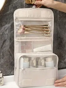 Large Capacity Travel Toiletry Bag, Waterproof Makeup Organizer with Hooks, Dry-Wet Separation Design, Fashionable Portable Storage Pouch, Multifunctional Toiletry Bag