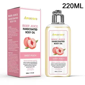 Peach Body Oil 220ml - Sweet Peach Essence & Silky Oil for Dewy Juicy Skin - Moisturizing Nourishing Fragrance - Unisex Scented Body Lotion