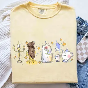 Watercolor Disneyworld Belle Shirt, Beauty and the Beast Tee, Girly Aesthetic Disneyworld Girls Trip Magic Kingdom Shirt
